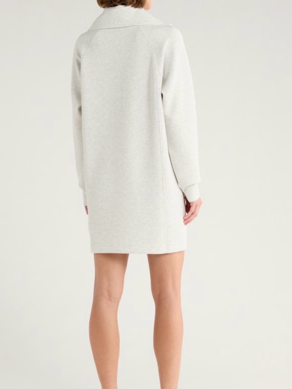 Spanx Heathered Half Zip Long Sleeve Grey Mini Dress Size Medium - Picture 2 of 9
